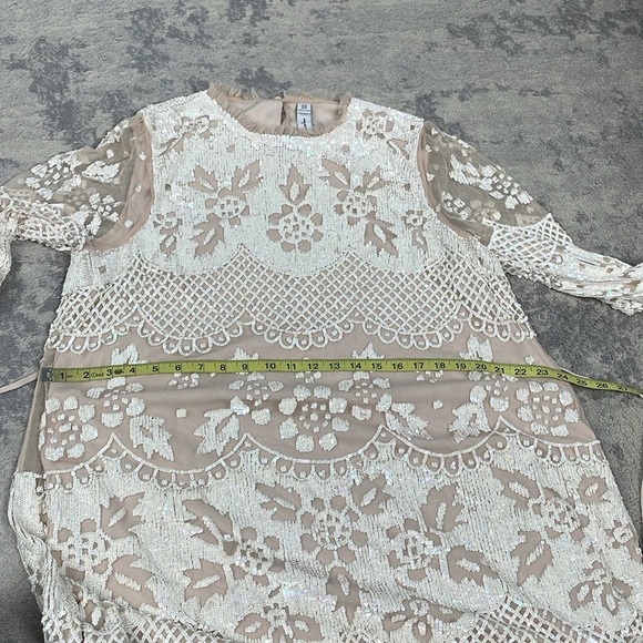 NWT Needle & Thread Snowdrop Mini Dress Sequin Embellished Ivory Cream Bridal 14 - Picture 15 of 17